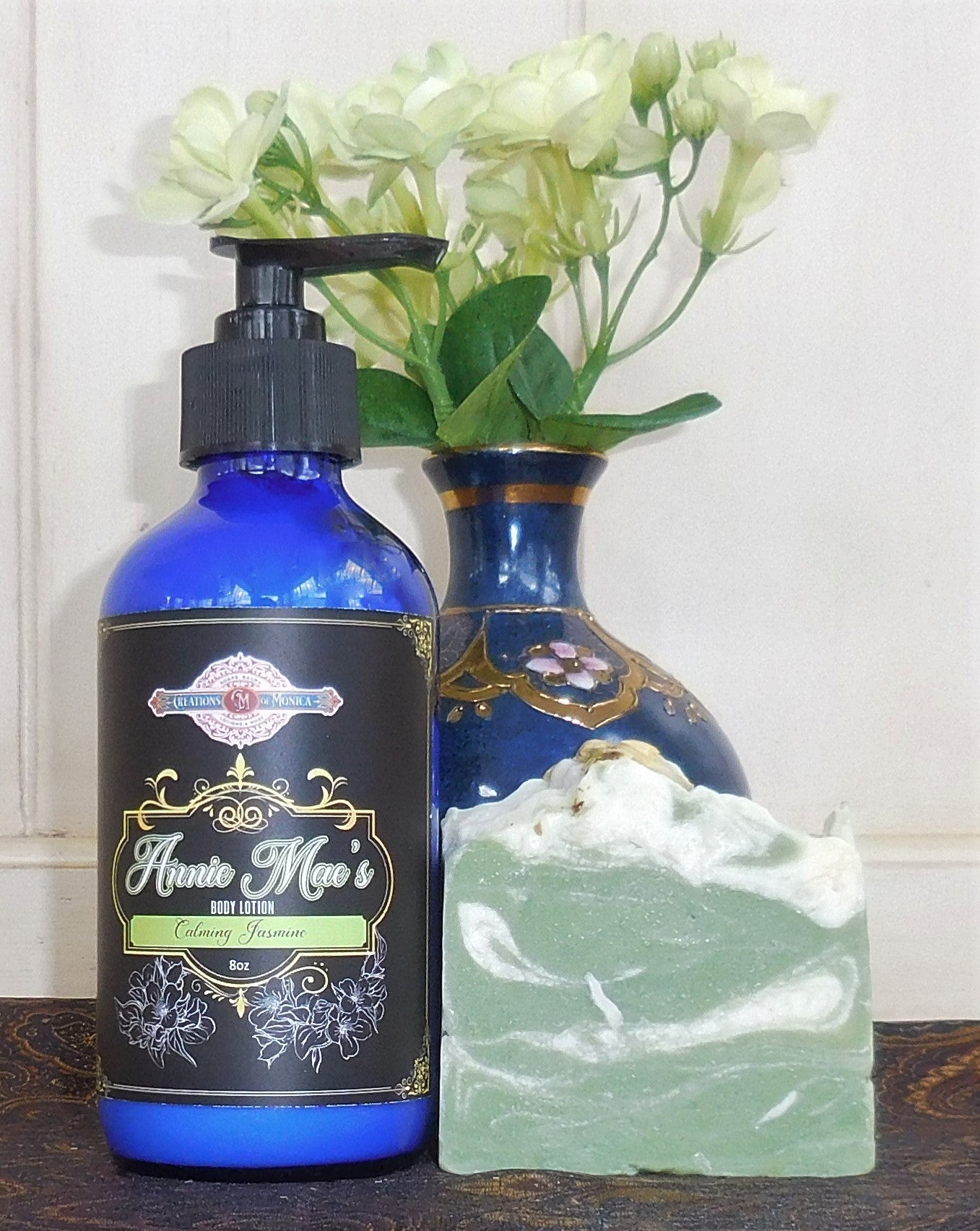 Annie Mae's Calming Jasmine Soap and 8 oz Lotion Gift Set.