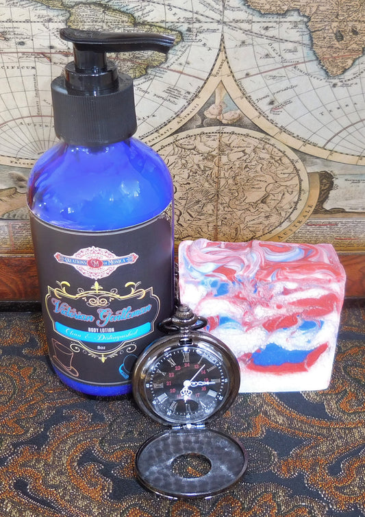 Victorian Gentleman. Clean and Distinguished Soap and 8 oz Lotion Gift Set.